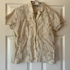 Floral short sleeve collared button down